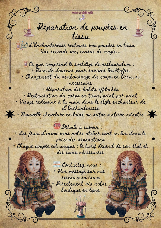 Restauration de Poupée en tissu (devis gratuit)